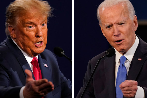 Donald Trump and Joe Biden during the final presidential debate. 