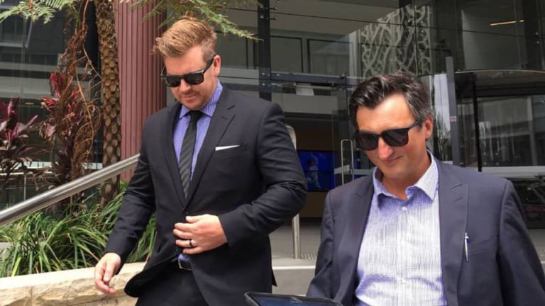 Benjamin Batterham, left, leaves Newcastle Local Court with solicitor Peter O'Brien during a previous hearing