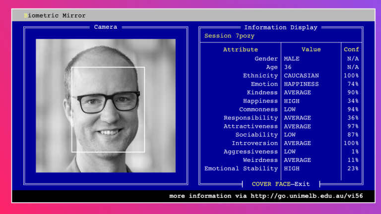 Dr Niels Wouters' Biometric Mirror results.