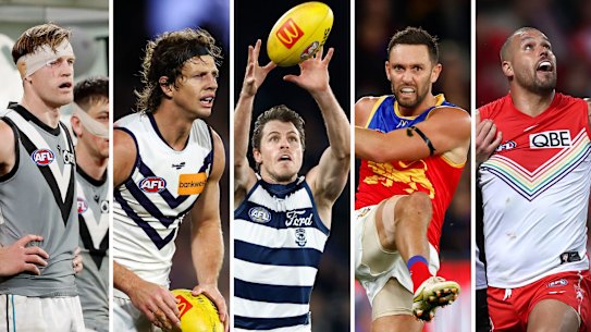 Tom Jonas, Nat Fyfe, Isaac Smith, Jack Gunston and Lance Franklin all could be in their final stretch of AFL games as season 2023 draws to a close.