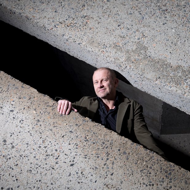 Burke at the UTS campus, where he is a professor of architecture. Despite his deep passion for the subject, “he never went full skivvy,” notes one friend.