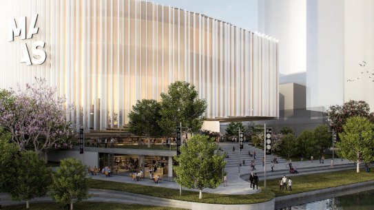 First conceptual drawing of the new Powerhouse Museum at Parramatta. 