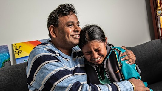 The moment Sriaradhya found out she had made it into Girraween High School was caught on camera. 