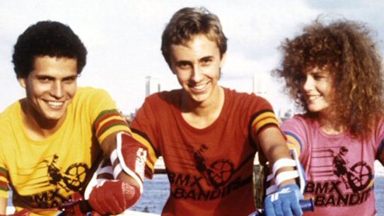 Angelo D’Angelo as PJ, James Lugton as Goose and Nicole Kidman as Judy in BMX Bandits.