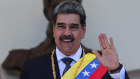 Venezuela’s President Nicolas Maduro and his wife Cilia Flores stand together after the swear-in ceremony at Palacio Federal Legislativo in Caracas.