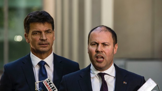 Energy Minister Angus Taylor (left) and Treasurer Josh Frydenberg have rebuffed suggestions the "big stick" energy package will lead to a decline in investment in the sector.