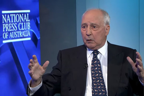 Former prime minister Paul Keating at the National Press Club in March.