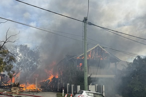 Multiple Queensland Fire and Rescue crews are on scene at a fire that is affecting several properties on Evelyn St, Grange.
