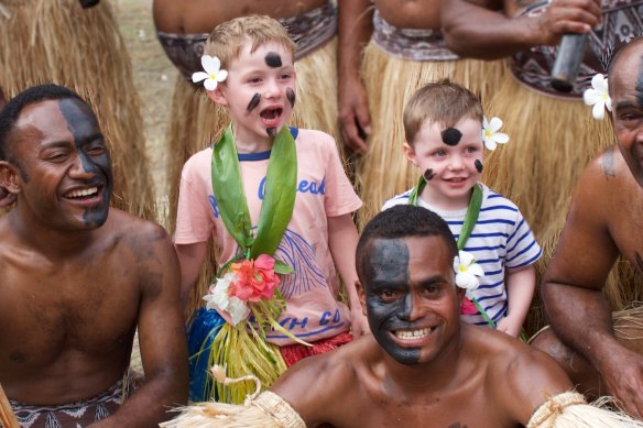 Warriors in training …  Vomo Island Resort.