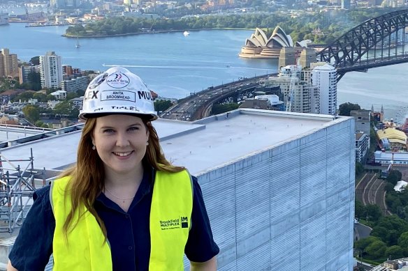 Carpentry apprentice Anita Broomhead in her workplace.