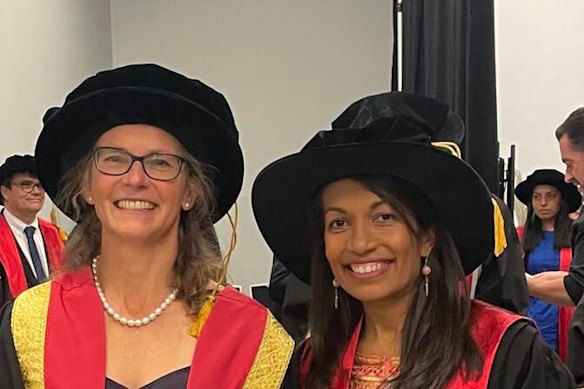 Royal Australasian College of Physicians (RACP) president Professor Jennifer Martin (left) in a file picture with RACP president-elect Dr Sharmila Chandran.
