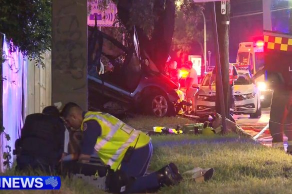 Car crash victims were treated at the scene before being taken to hospital.