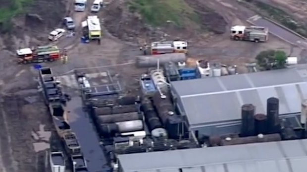 The aftermath of the Yatala factory explosion in November 2015 which claimed the life of a worker.