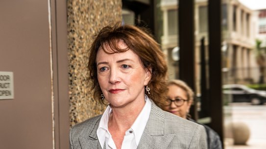Fiona Brown outside the Federal Court in Sydney in 2023. Brown sued the Commonwealth, alleging it breached her workplace rights and took adverse action against her.