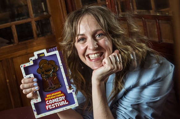 Gillian Cosgriff with the Melbourne International Comedy Festival’s top gong for 2023.