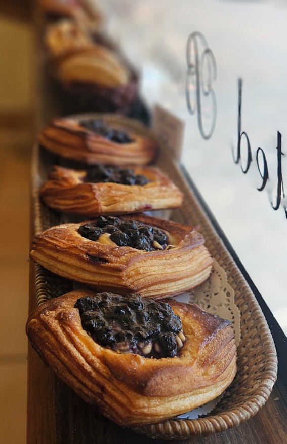 Blueberry danishes at Hominy Bakery. 