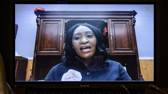 ‘No place was off limits’: Amazon worker Jennifer Bates as she testified at the Senate Budget Committee hearing on Wednesday.