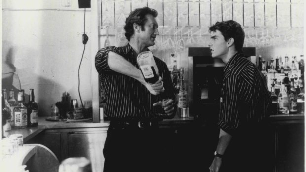 Bryan Brown (left) and Tom Cruise in Cocktail.