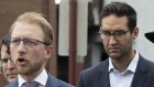 Josh Burns (centre right) claims James Paterson (speaking) agreed to read out his words before Peter Dutton intervened.