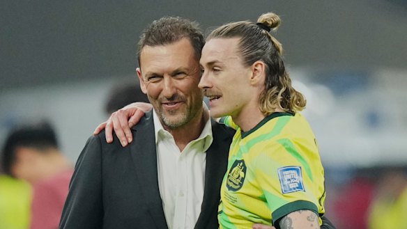 Jackson Irvine and Tony Popovic.