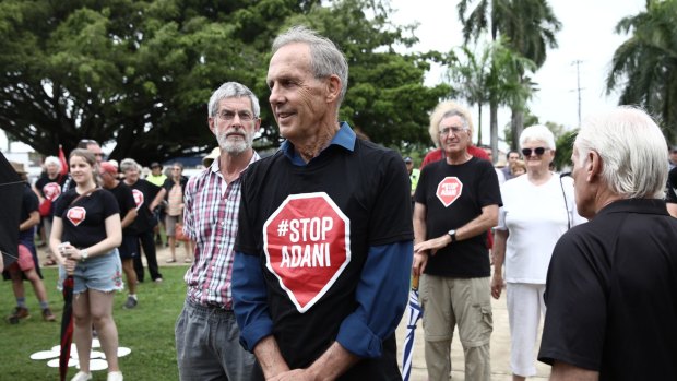 Former Greens Leader Bob Brown at a Stop Adani rally at Mackay , Queensland, last month. 