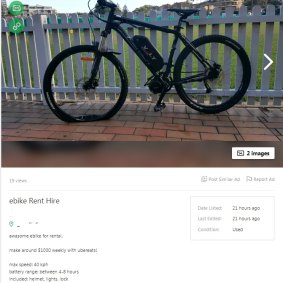 E-bikes for food delivery listed on Gumtree may be dangerous with top speeds listed above the 25km/h legal limit.