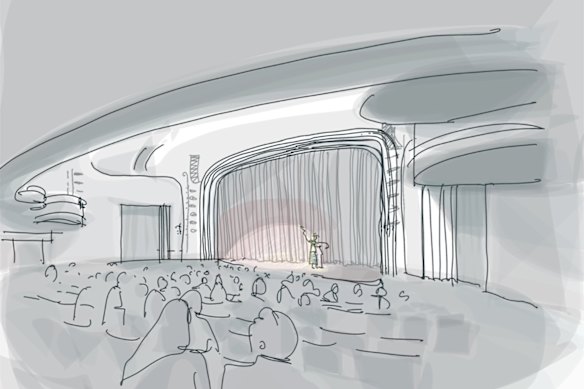 An artist’s sketch of the proposed restoration of the  Minerva Theatre in Kings Cross. 