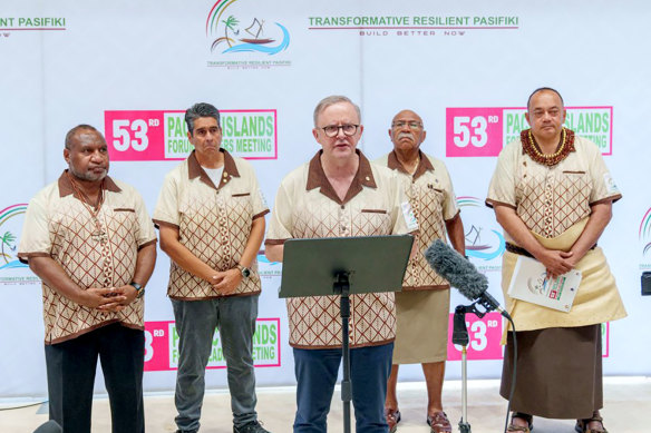 Prime Minister Anthony Albanese at the Pacific Islands Forum Leaders Meeting in Tonga.
