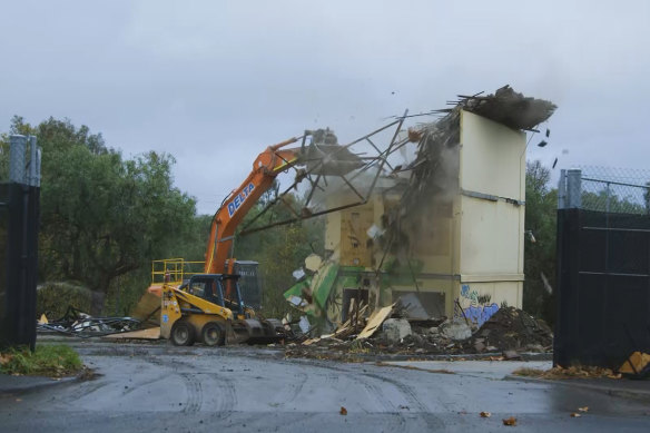 Public housing is demolished at the Northcote estate in 2020.