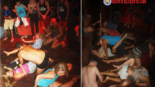 A group of unidentified foreigners are accused of "dancing pornographically" at a party in Siem Reap, near Cambodia's famed Angkor Wat temple complex.  