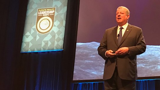 Al Gore took a swipe at Adani during a presentation in Brisbane on Wednesday.