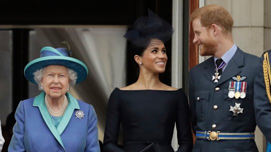 The Queen, Meghan and Prince Harry, pictured in 2018.