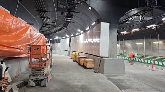 The Adelaide Street tunnel under construction.