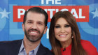 Regular TV and rally appearances have made Donald Trump jnr, pictured with girlfriend Kimberley Guilfoyle, a bona fide star with his father's Republican base.
