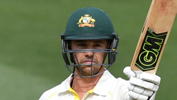 Milestone: Travis Head reaches 50 in his first Test innings in Australia.