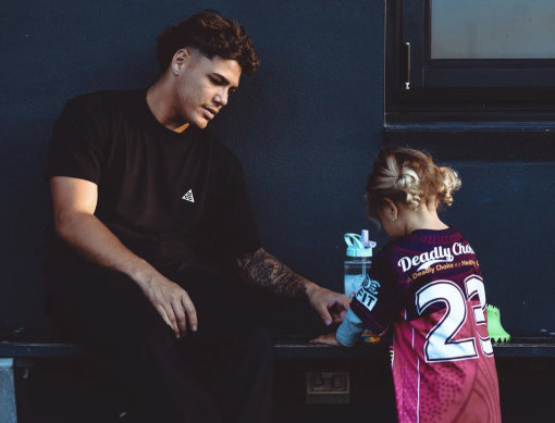 Reece Walsh and his daughter, Leila