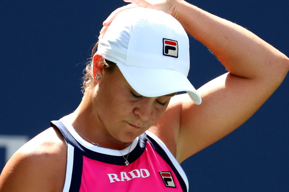 Ashleigh Barty during her fourth round loss to Qiang Wang at the US Open.