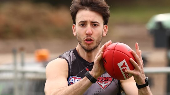 Nic Martin at Essendon training earlier this month.
