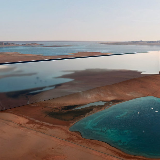 The line, a city planned to house up to 9 million people (artist’s view), is envisaged to stretch 170
kilometres from the Red Sea.