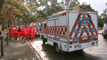 SES crews arrive at the search site.