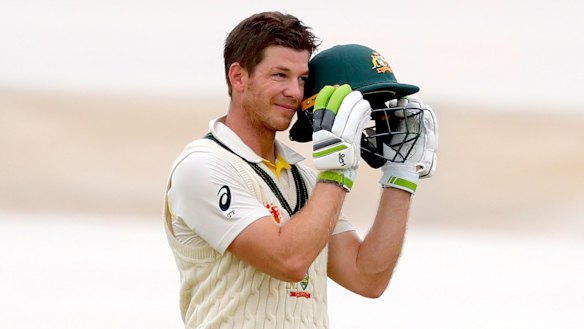 Australia's captain Tim Paine is a picture of determination.