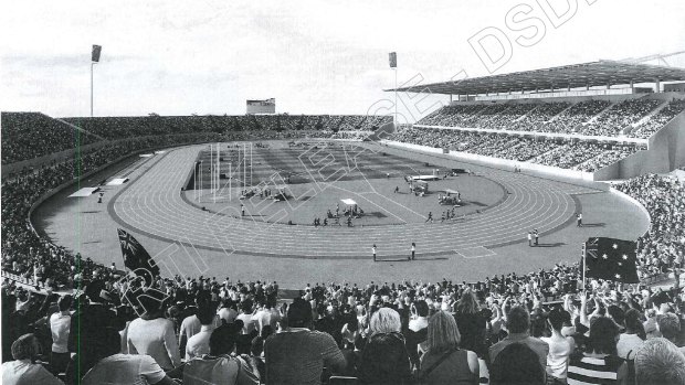 An artist’s image of QSAC in Olympics mode, designed by Populous.