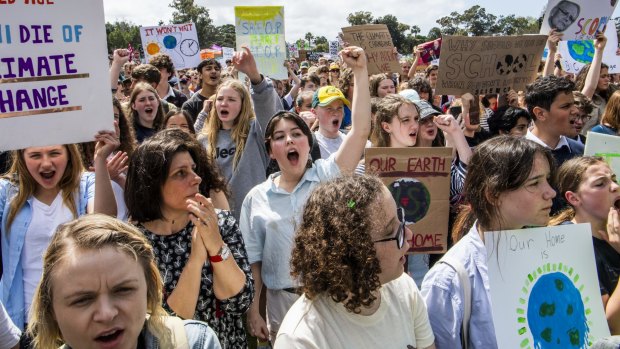 Young people protesting for climate action last year.