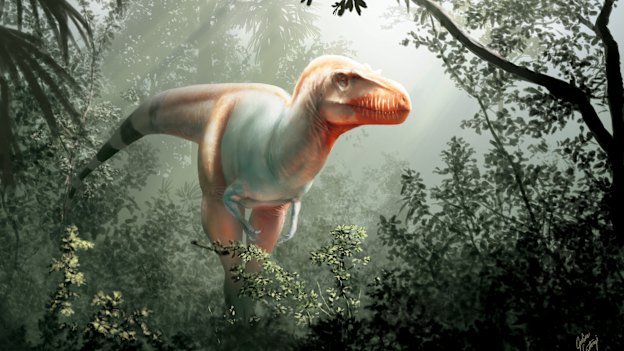 An artist's reconstruction of thanatotheristes or the Reaper of Death, discovered this year.  