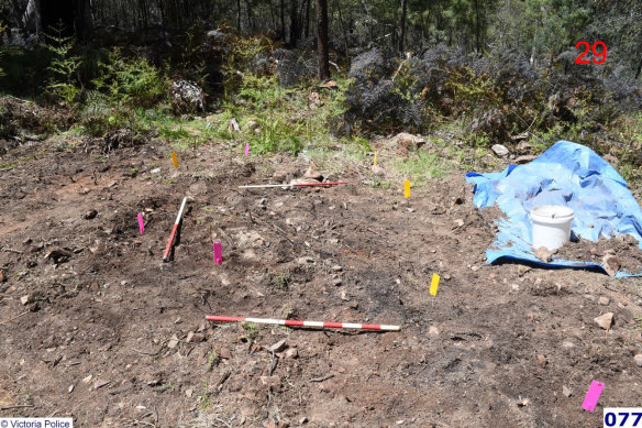 Where police say the remains were burnt at Union Spur Track, near Dargo.