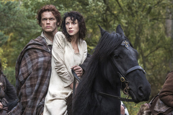 Sam Heughan and Caitriona Balfe in Outlander.