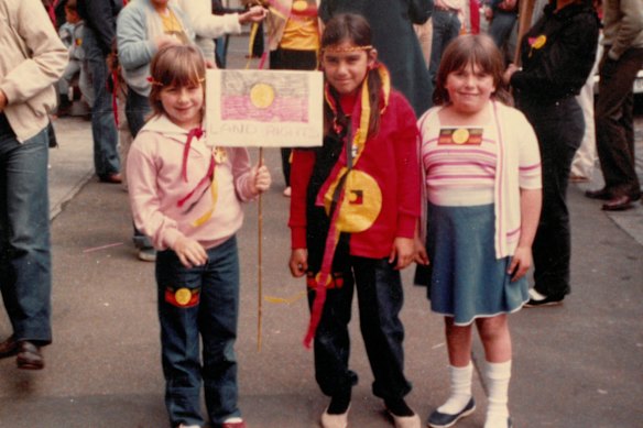 Coming from a family of prominent Aboriginal activists,Thorpe (centre) attended many protests as a child.