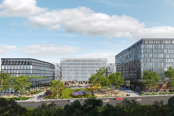 A render of Stockland’s $2 billion M_Park innovation precinct at Macquarie Park in Sydney.