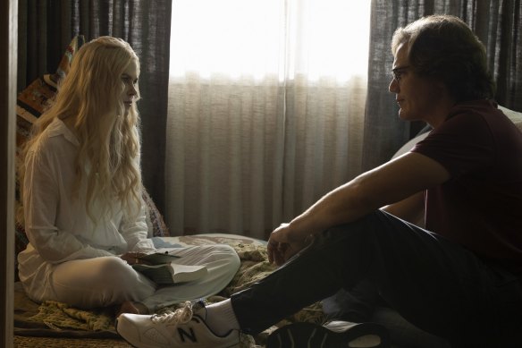Nicole Kidman and Michael Shannon, who plays a reluctant therapy participant in Nine Perfect Strangers.