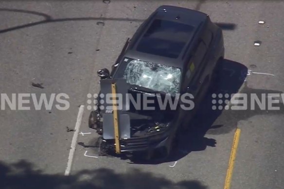 The second car involved in the collision. 